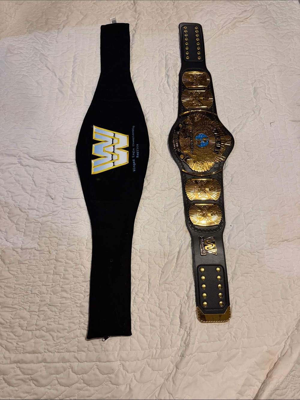 WWE Black and Gold Championship Replica Belt with Logo Cover